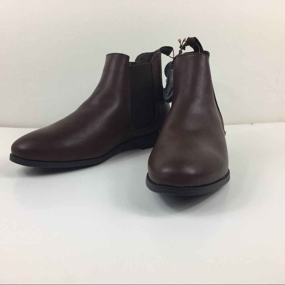 Primark Womens 10 Wide Width Brown Faux Leather Booties Low Heel
